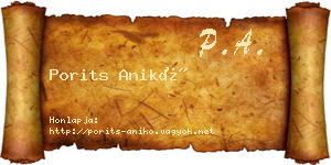 Porits Anikó névjegykártya